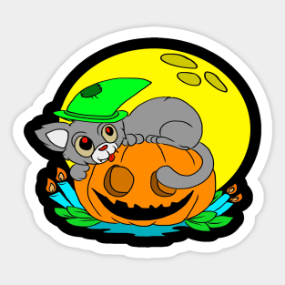 Halloween pictures on t-shirt for kids cat Sticker